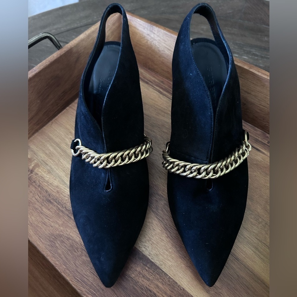 Burberry Black Suede Onwen Slingback Pumps Heels | Size 38.5 | 8.5 US Italian - Picture 4 of 12